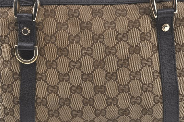 Authentic GUCCI Abbey Shoulder Tote Bag GG Canvas Leather 141470 Brown J1879