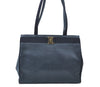 Authentic Salvatore Ferragamo Vara Leather Shoulder Tote Bag Navy Blue SF J1880