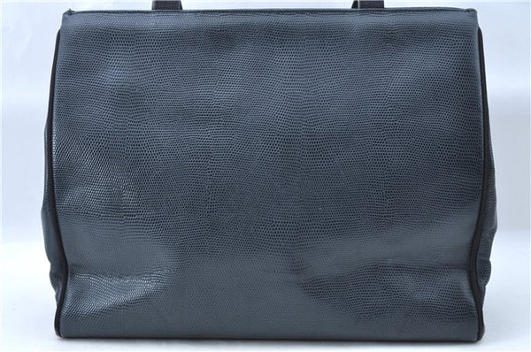 Authentic Salvatore Ferragamo Vara Leather Shoulder Tote Bag Navy Blue SF J1880
