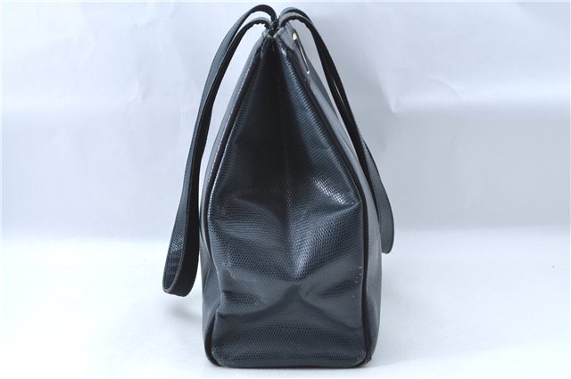 Authentic Salvatore Ferragamo Vara Leather Shoulder Tote Bag Navy Blue SF J1880