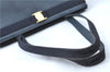 Authentic Salvatore Ferragamo Vara Leather Shoulder Tote Bag Navy Blue SF J1880