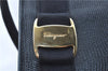 Authentic Salvatore Ferragamo Vara Leather Shoulder Tote Bag Navy Blue SF J1880