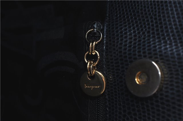 Authentic Salvatore Ferragamo Vara Leather Shoulder Tote Bag Navy Blue SF J1880