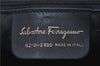 Authentic Salvatore Ferragamo Vara Leather Shoulder Tote Bag Navy Blue SF J1880