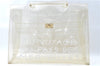 Authentic HERMES Vinyl Kelly Beach Hand Bag Purse Clear  J1881