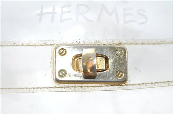 Authentic HERMES Vinyl Kelly Beach Hand Bag Purse Clear  J1881