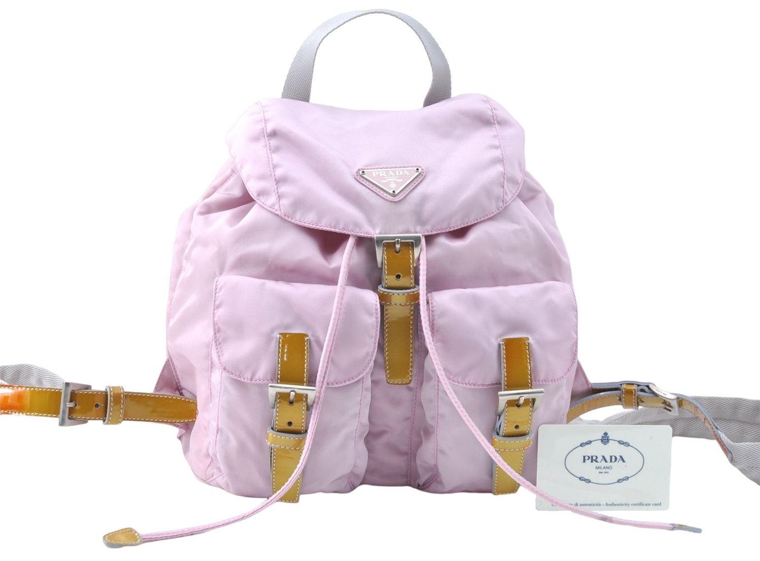 Authentic PRADA Nylon Enamel Backpack Light Pink J1884