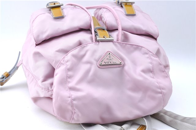 Authentic PRADA Nylon Enamel Backpack Light Pink J1884