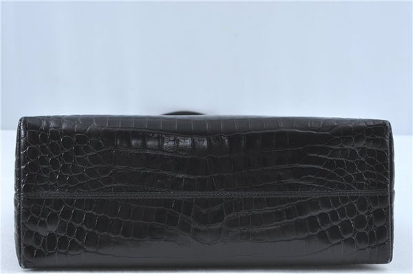 Authentic Ferragamo Gancini Velor Leather Shoulder Tote Bag Black J1885