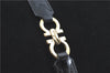 Authentic Ferragamo Gancini Velor Leather Shoulder Tote Bag Black J1885