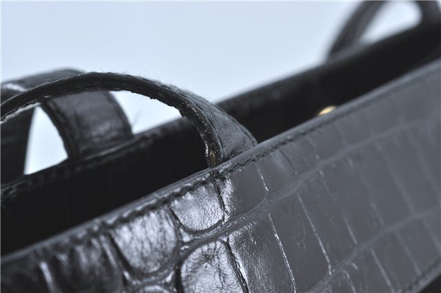 Authentic Ferragamo Gancini Velor Leather Shoulder Tote Bag Black J1885