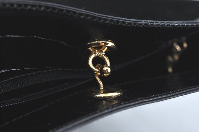 Authentic Ferragamo Gancini Velor Leather Shoulder Tote Bag Black J1885