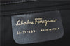 Authentic Ferragamo Gancini Velor Leather Shoulder Tote Bag Black J1885
