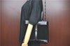 Authentic Ferragamo Gancini Velor Leather Shoulder Tote Bag Black J1885