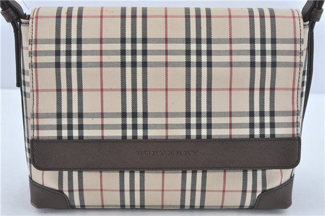 Authentic BURBERRY Nova Check Shoulder Cross Body Bag Canvas Leather Beige J1888