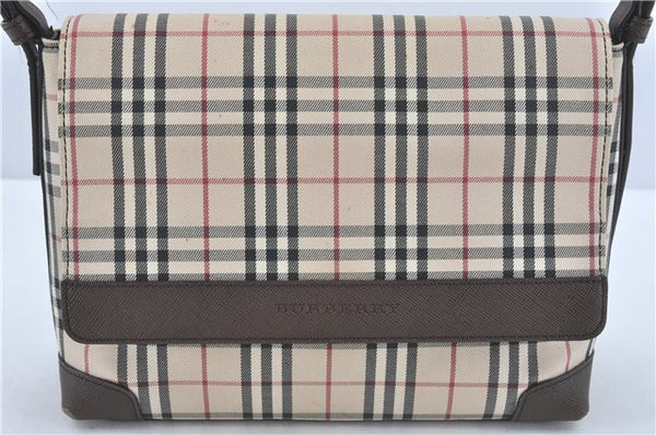 Authentic BURBERRY Nova Check Shoulder Cross Body Bag Canvas Leather Beige J1888