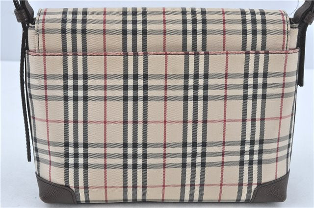Authentic BURBERRY Nova Check Shoulder Cross Body Bag Canvas Leather Beige J1888