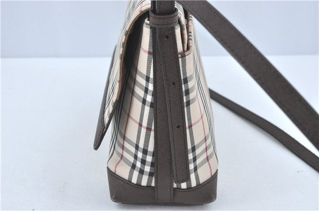Authentic BURBERRY Nova Check Shoulder Cross Body Bag Canvas Leather Beige J1888