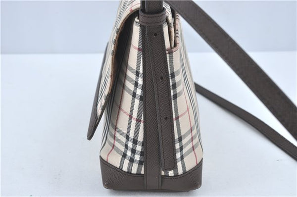 Authentic BURBERRY Nova Check Shoulder Cross Body Bag Canvas Leather Beige J1888