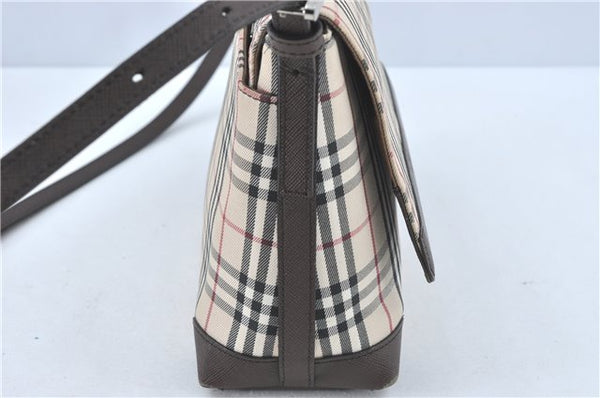 Authentic BURBERRY Nova Check Shoulder Cross Body Bag Canvas Leather Beige J1888