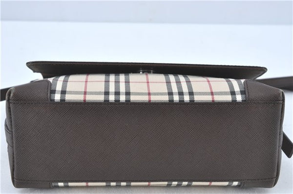 Authentic BURBERRY Nova Check Shoulder Cross Body Bag Canvas Leather Beige J1888