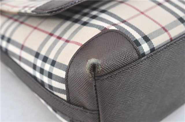Authentic BURBERRY Nova Check Shoulder Cross Body Bag Canvas Leather Beige J1888