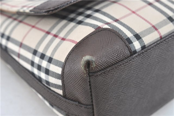 Authentic BURBERRY Nova Check Shoulder Cross Body Bag Canvas Leather Beige J1888