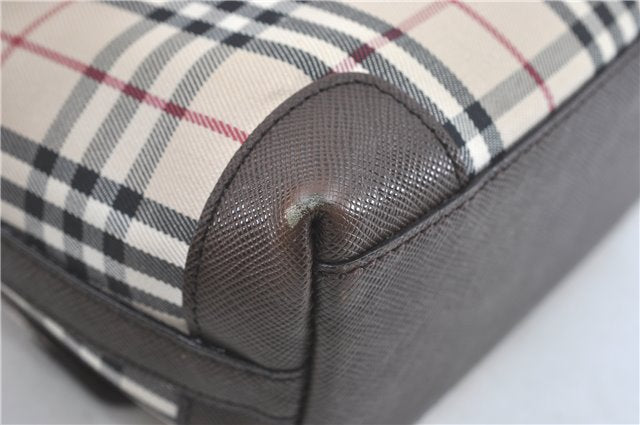 Authentic BURBERRY Nova Check Shoulder Cross Body Bag Canvas Leather Beige J1888