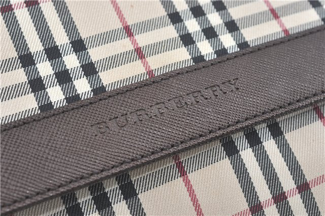 Authentic BURBERRY Nova Check Shoulder Cross Body Bag Canvas Leather Beige J1888