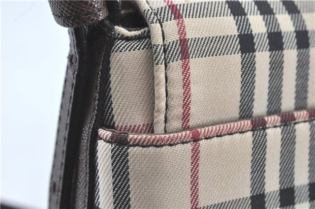 Authentic BURBERRY Nova Check Shoulder Cross Body Bag Canvas Leather Beige J1888