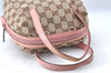 Authentic GUCCI Hand Bag Purse GG Canvas Leather 124542 Brown Light Pink J1889