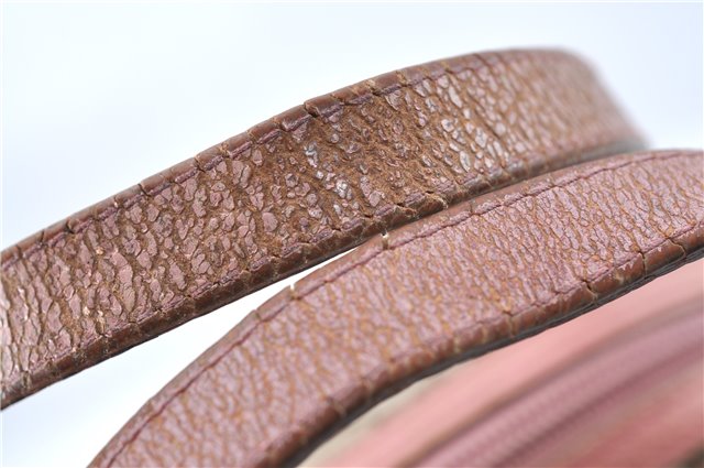 Authentic GUCCI Hand Bag Purse GG Canvas Leather 124542 Brown Light Pink J1889