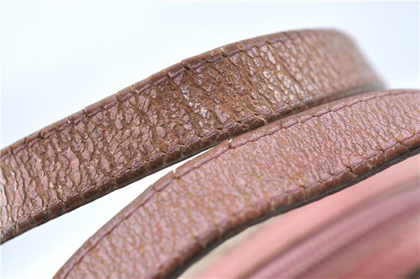 Authentic GUCCI Hand Bag Purse GG Canvas Leather 124542 Brown Light Pink J1889