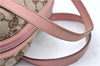 Authentic GUCCI Hand Bag Purse GG Canvas Leather 124542 Brown Light Pink J1889