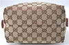 Authentic GUCCI Hand Bag Purse GG Canvas Leather 124542 Brown Light Pink J1889