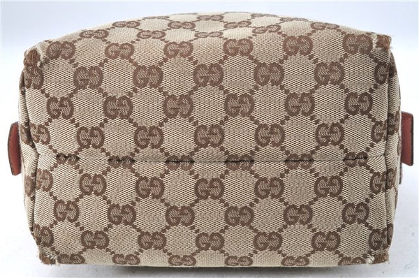 Authentic GUCCI Hand Bag Purse GG Canvas Leather 124542 Brown Light Pink J1889