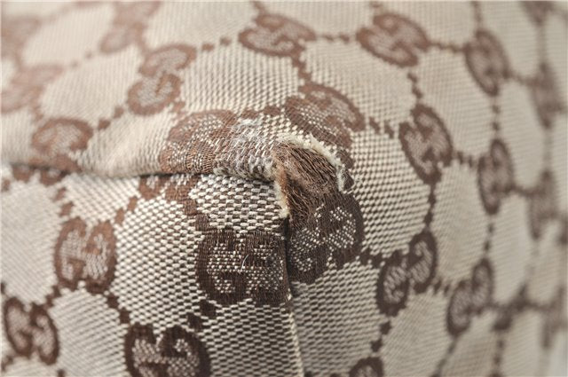 Authentic GUCCI Hand Bag Purse GG Canvas Leather 124542 Brown Light Pink J1889