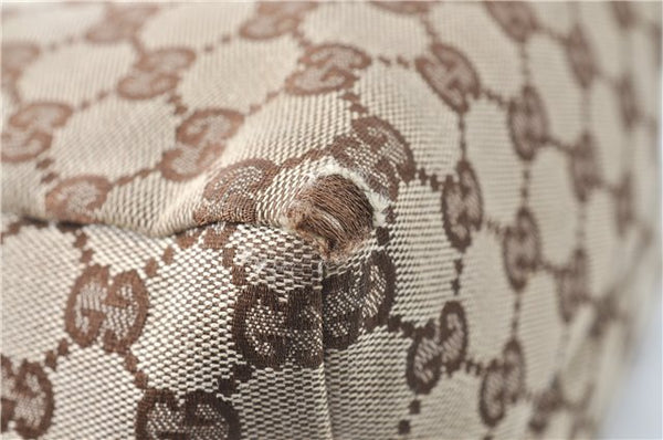 Authentic GUCCI Hand Bag Purse GG Canvas Leather 124542 Brown Light Pink J1889