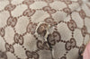 Authentic GUCCI Hand Bag Purse GG Canvas Leather 124542 Brown Light Pink J1889