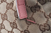 Authentic GUCCI Hand Bag Purse GG Canvas Leather 124542 Brown Light Pink J1889