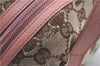 Authentic GUCCI Hand Bag Purse GG Canvas Leather 124542 Brown Light Pink J1889