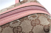 Authentic GUCCI Hand Bag Purse GG Canvas Leather 124542 Brown Light Pink J1889