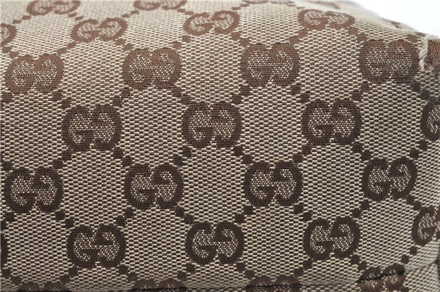 Authentic GUCCI Hand Bag Purse GG Canvas Leather 124542 Brown Light Pink J1889