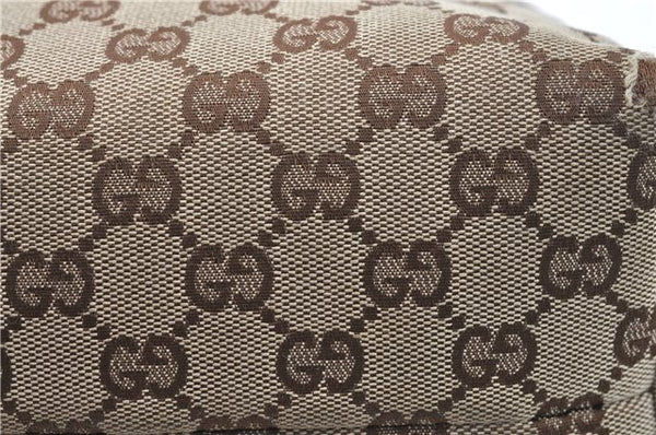 Authentic GUCCI Hand Bag Purse GG Canvas Leather 124542 Brown Light Pink J1889