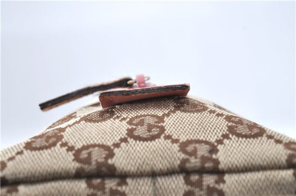 Authentic GUCCI Hand Bag Purse GG Canvas Leather 124542 Brown Light Pink J1889