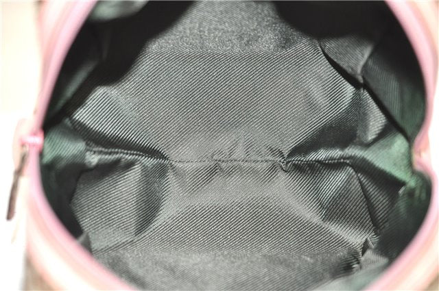 Authentic GUCCI Hand Bag Purse GG Canvas Leather 124542 Brown Light Pink J1889