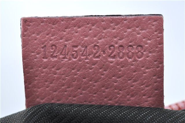 Authentic GUCCI Hand Bag Purse GG Canvas Leather 124542 Brown Light Pink J1889