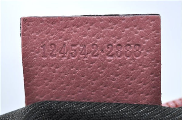 Authentic GUCCI Hand Bag Purse GG Canvas Leather 124542 Brown Light Pink J1889