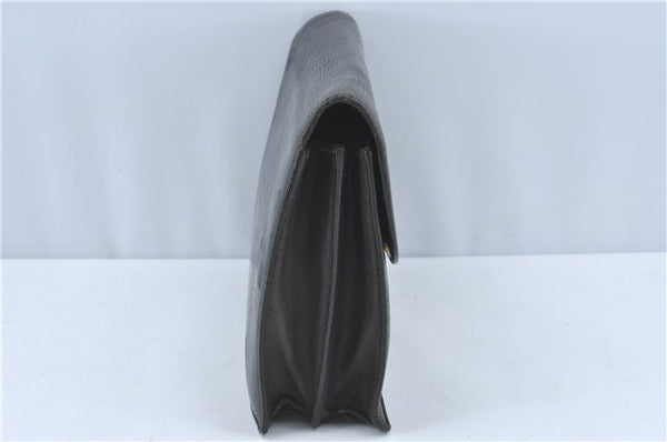 Authentic GUCCI Clutch Hand Bag Purse Leather Black J1891