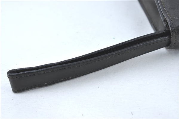 Authentic GUCCI Clutch Hand Bag Purse Leather Black J1891